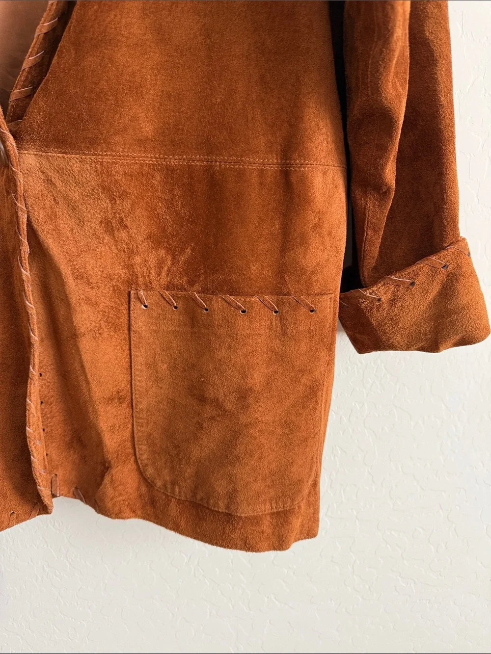 Chaus Women's Suede leather Blazer in Rust Brown Sz L